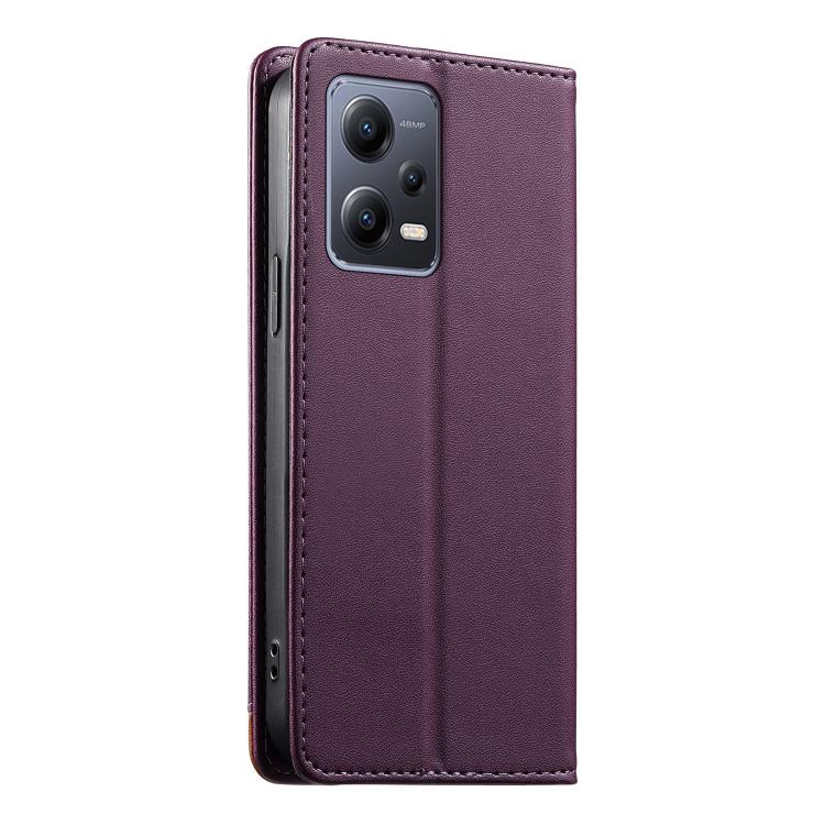 For Redmi Note 12 5G Global / Poco X5 Dierfeng Splicing Strong Magnetic RFID Vegan Leather Phone Case