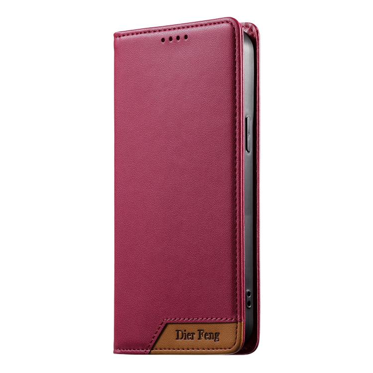 For Redmi Note 12 5G Global / Poco X5 Dierfeng Splicing Strong Magnetic RFID Vegan Leather Phone Case