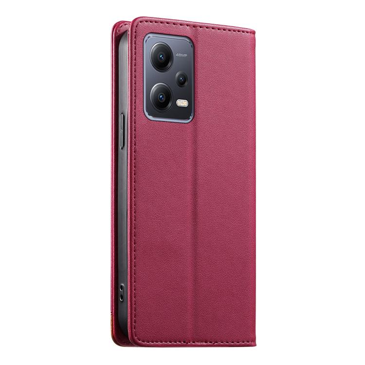 For Redmi Note 12 5G Global / Poco X5 Dierfeng Splicing Strong Magnetic RFID Vegan Leather Phone Case