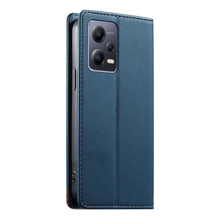 For Redmi Note 12 5G Global / Poco X5 Dierfeng Splicing Strong Magnetic RFID Vegan Leather Phone Case