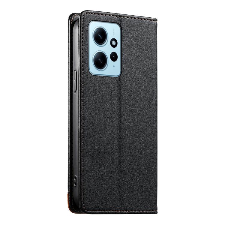 For Redmi Note 12 4G Global Dierfeng Splicing Strong Magnetic RFID Vegan Leather Phone Case