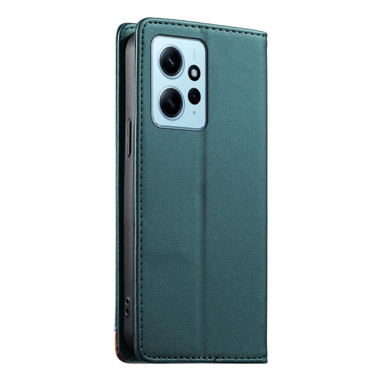 For Redmi Note 12 4G Global Dierfeng Splicing Strong Magnetic RFID Vegan Leather Phone Case