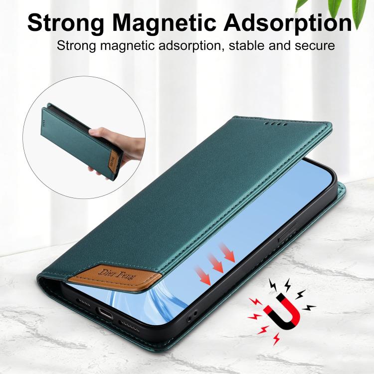 For Redmi Note 12 4G Global Dierfeng Splicing Strong Magnetic RFID Vegan Leather Phone Case