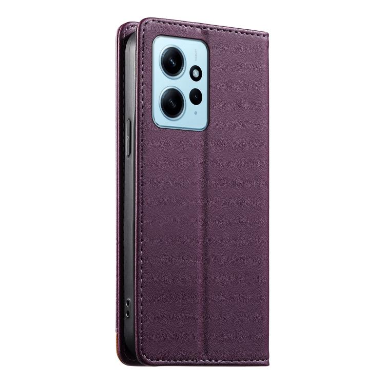 For Redmi Note 12 4G Global Dierfeng Splicing Strong Magnetic RFID Vegan Leather Phone Case