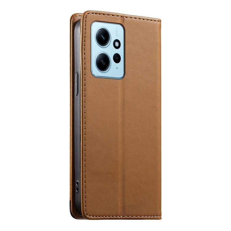 For Redmi Note 12 4G Global Dierfeng Splicing Strong Magnetic RFID Vegan Leather Phone Case