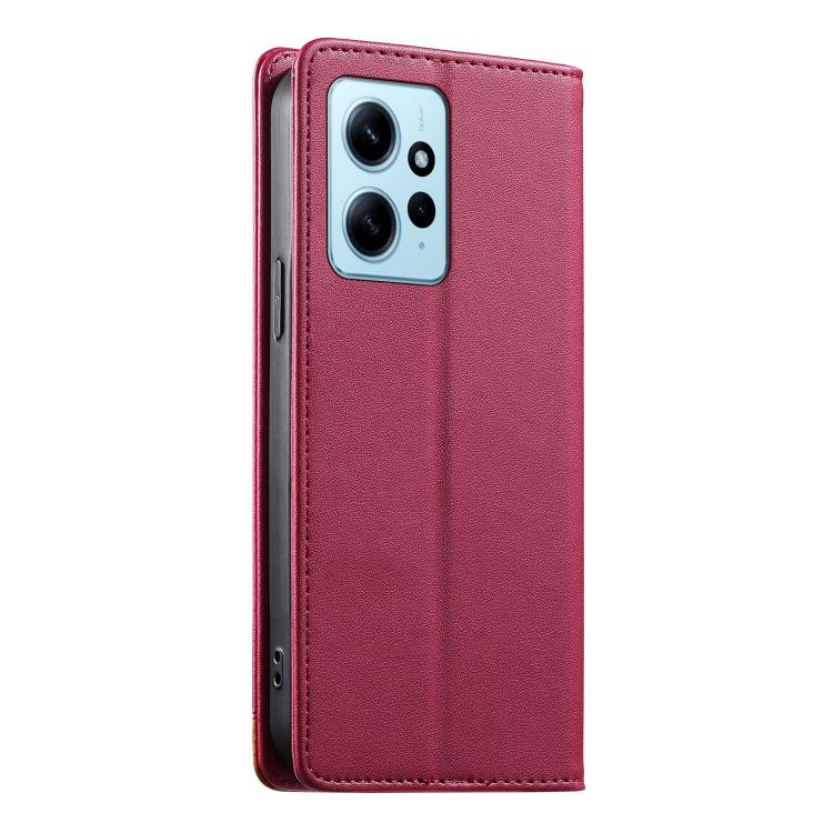For Redmi Note 12 4G Global Dierfeng Splicing Strong Magnetic RFID Vegan Leather Phone Case