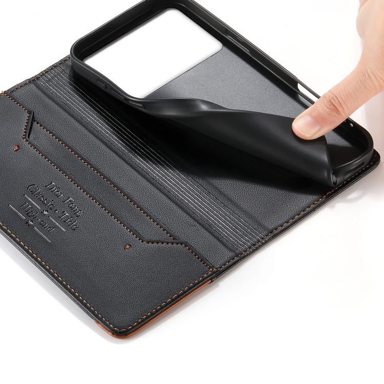 For Redmi K70 / K70 Pro / Poco F6 Pro Dierfeng Splicing Strong Magnetic RFID Vegan Leather Phone Case
