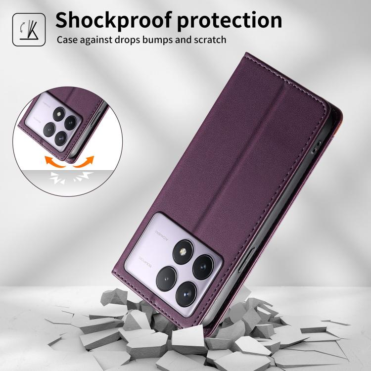 For Redmi K70 / K70 Pro / Poco F6 Pro Dierfeng Splicing Strong Magnetic RFID Vegan Leather Phone Case