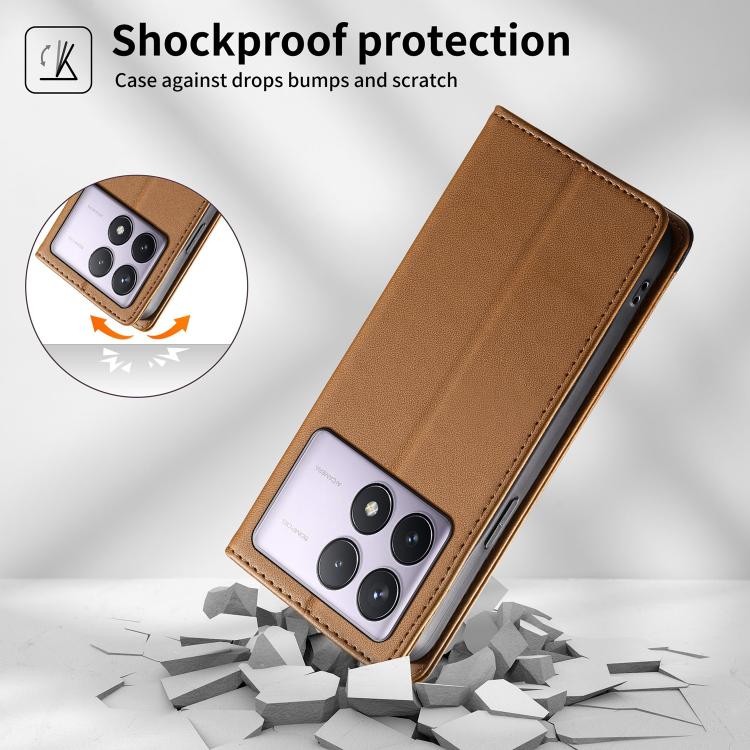 For Redmi K70 / K70 Pro / Poco F6 Pro Dierfeng Splicing Strong Magnetic RFID Vegan Leather Phone Case