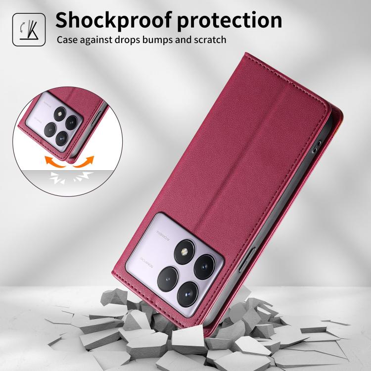 For Redmi K70 / K70 Pro / Poco F6 Pro Dierfeng Splicing Strong Magnetic RFID Vegan Leather Phone Case