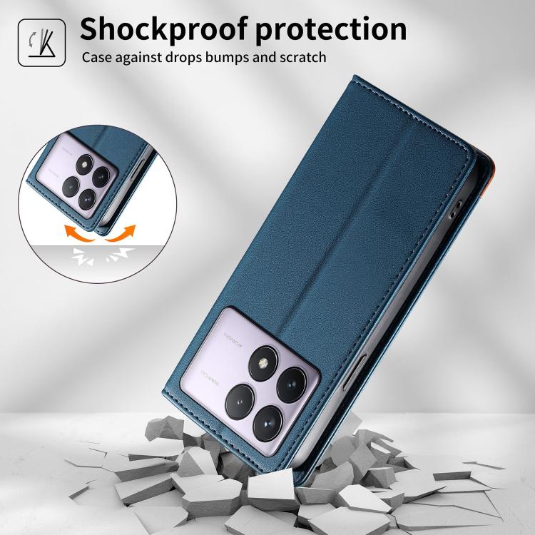 For Redmi K70 / K70 Pro / Poco F6 Pro Dierfeng Splicing Strong Magnetic RFID Vegan Leather Phone Case