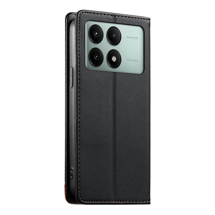 For Redmi K70E / Xiaomi Poco X6 Pro Dierfeng Splicing Strong Magnetic RFID Vegan Leather Phone Case