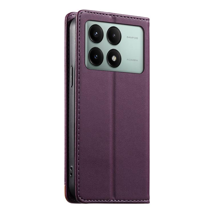 For Redmi K70E / Xiaomi Poco X6 Pro Dierfeng Splicing Strong Magnetic RFID Vegan Leather Phone Case