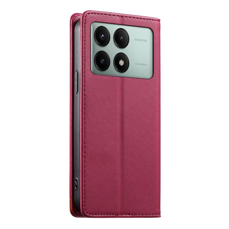 For Redmi K70E / Xiaomi Poco X6 Pro Dierfeng Splicing Strong Magnetic RFID Vegan Leather Phone Case