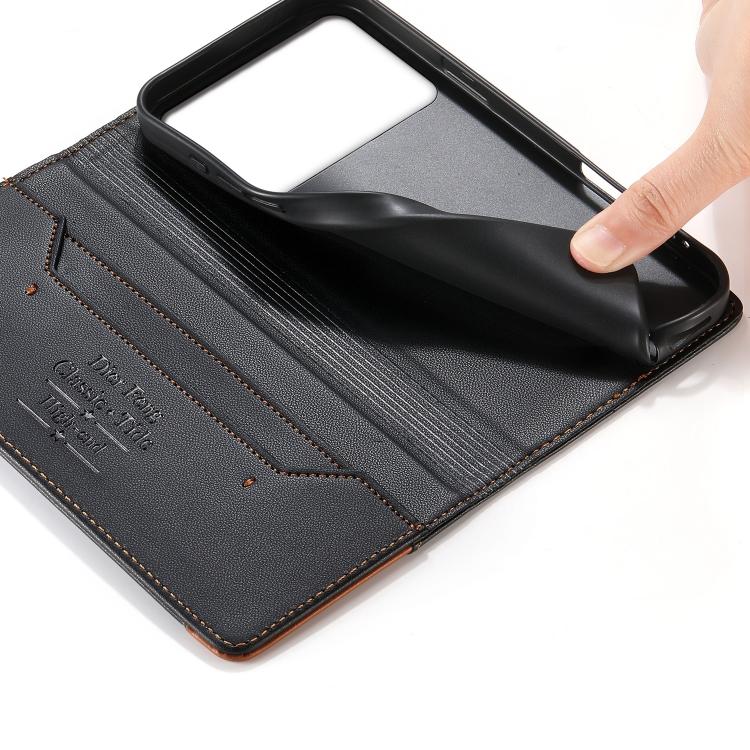 For Redmi K70 Ultra Dierfeng Splicing Strong Magnetic RFID Vegan Leather Phone Case