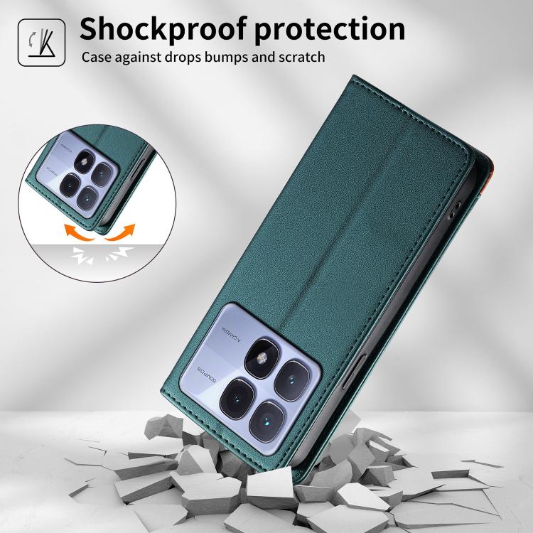 For Redmi K70 Ultra Dierfeng Splicing Strong Magnetic RFID Vegan Leather Phone Case