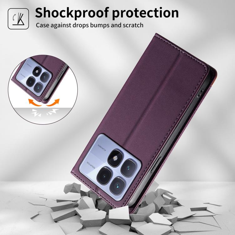 For Redmi K70 Ultra Dierfeng Splicing Strong Magnetic RFID Vegan Leather Phone Case