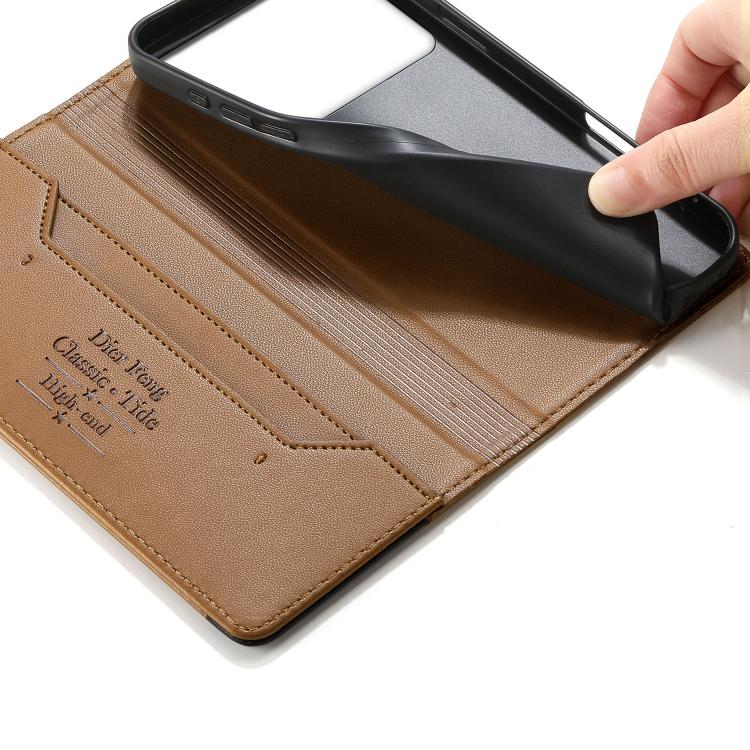 For Redmi K70 Ultra Dierfeng Splicing Strong Magnetic RFID Vegan Leather Phone Case