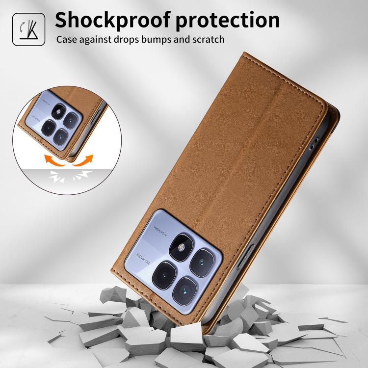 For Redmi K70 Ultra Dierfeng Splicing Strong Magnetic RFID Vegan Leather Phone Case
