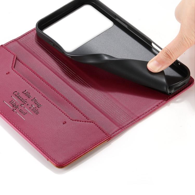 For Redmi K70 Ultra Dierfeng Splicing Strong Magnetic RFID Vegan Leather Phone Case