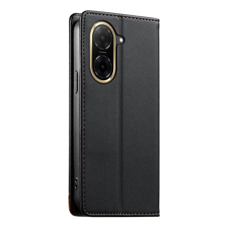 For Redmi A5 4G 171.7mm / Poco C71 Dierfeng Splicing Strong Magnetic RFID Vegan Leather Phone Case