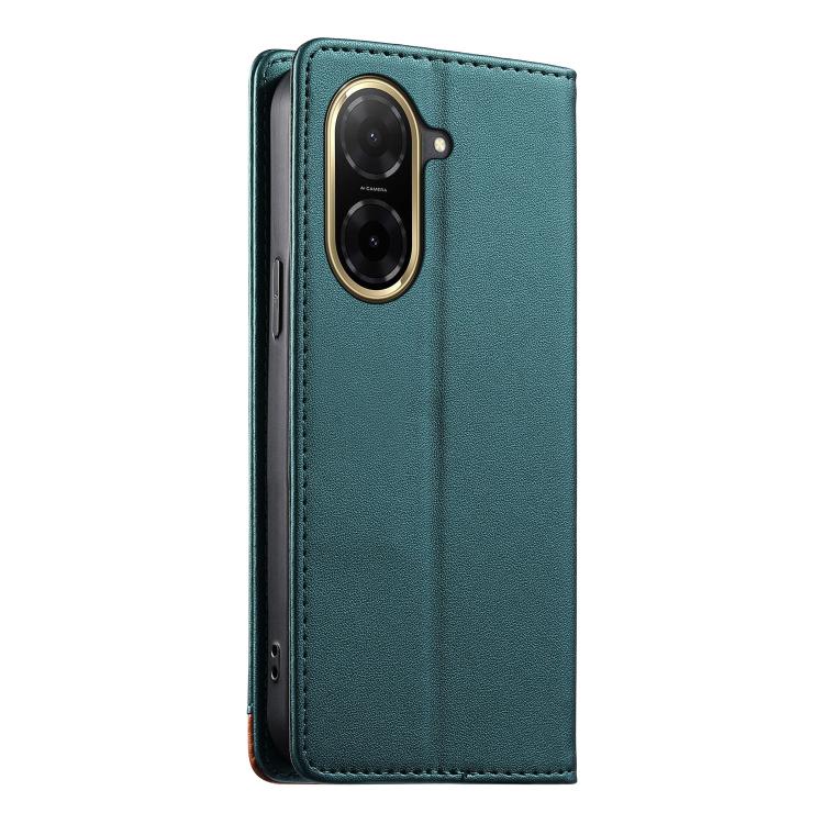 For Redmi A5 4G 171.7mm / Poco C71 Dierfeng Splicing Strong Magnetic RFID Vegan Leather Phone Case
