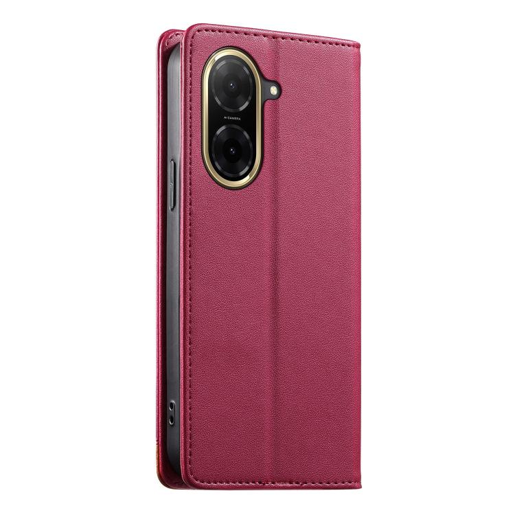 For Redmi A5 4G 171.7mm / Poco C71 Dierfeng Splicing Strong Magnetic RFID Vegan Leather Phone Case