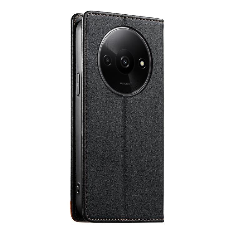 For Redmi A3 / Xiaomi Poco C61 Dierfeng Splicing Strong Magnetic RFID Vegan Leather Phone Case