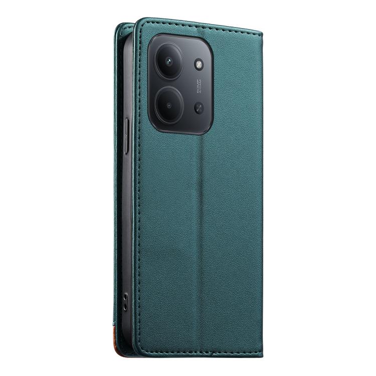 For Redmi 15C 5G / 4G EU 173mm Dierfeng Splicing Strong Magnetic RFID Vegan Leather Phone Case