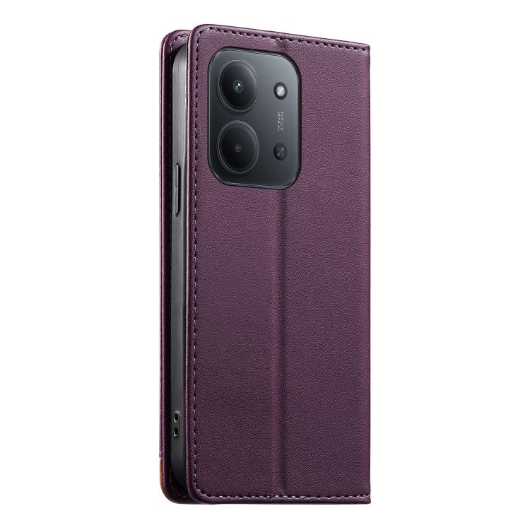 For Redmi 15C 5G / 4G EU 173mm Dierfeng Splicing Strong Magnetic RFID Vegan Leather Phone Case