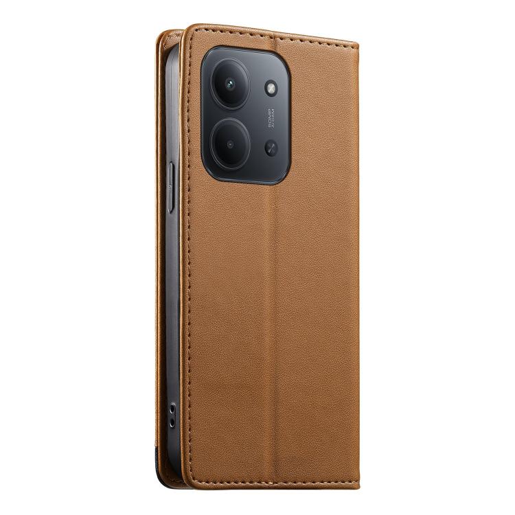For Redmi 15C 5G / 4G EU 173mm Dierfeng Splicing Strong Magnetic RFID Vegan Leather Phone Case