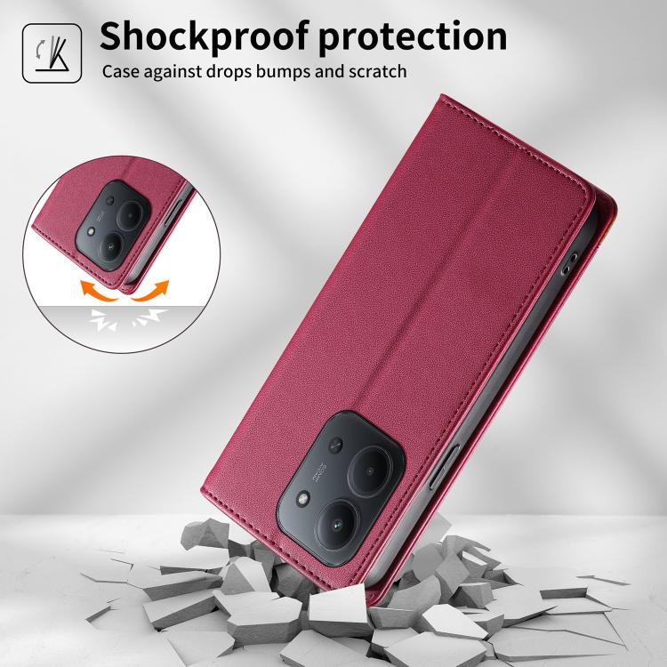 For Redmi 15C 5G / 4G 171mm / Poco C85 4G Dierfeng Splicing Strong Magnetic RFID Vegan Leather Phone Case