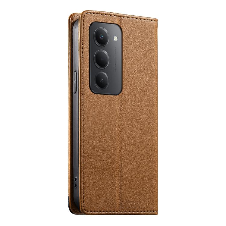 For Redmi 15 5G / 4G EU 171mm Dierfeng Splicing Strong Magnetic RFID Vegan Leather Phone Case