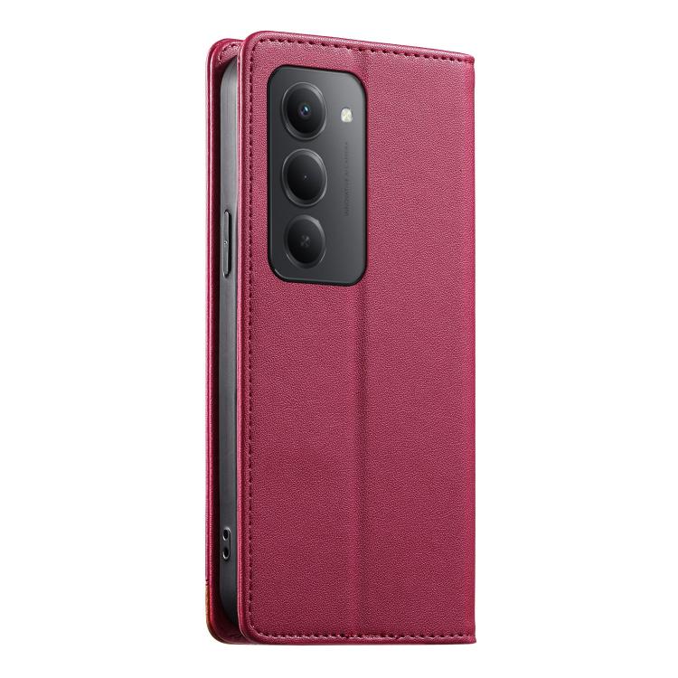 For Redmi 15 5G / 4G EU 171mm Dierfeng Splicing Strong Magnetic RFID Vegan Leather Phone Case