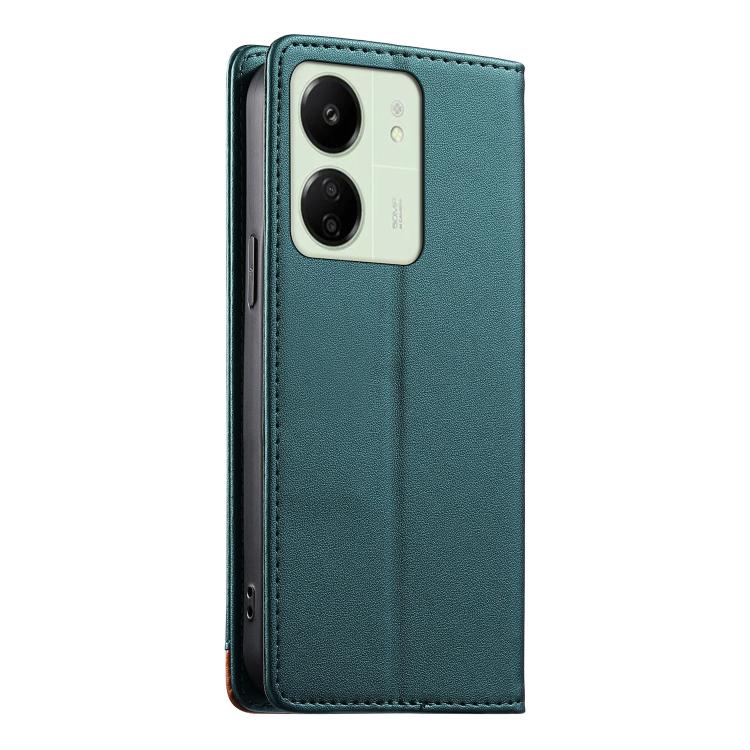 For Redmi 13C / Redmi 13R / Poco M6 5G Dierfeng Splicing Strong Magnetic RFID Vegan Leather Phone Case