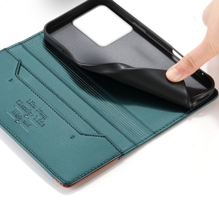 For Redmi 13C / Redmi 13R / Poco M6 5G Dierfeng Splicing Strong Magnetic RFID Vegan Leather Phone Case