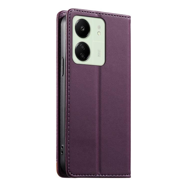 For Redmi 13C / Redmi 13R / Poco M6 5G Dierfeng Splicing Strong Magnetic RFID Vegan Leather Phone Case