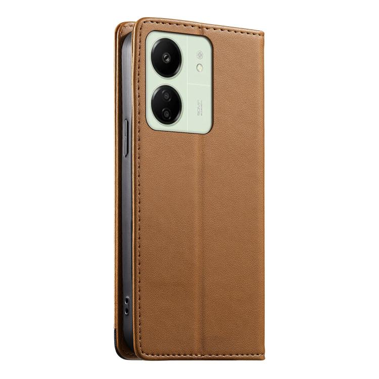 For Redmi 13C / Redmi 13R / Poco M6 5G Dierfeng Splicing Strong Magnetic RFID Vegan Leather Phone Case