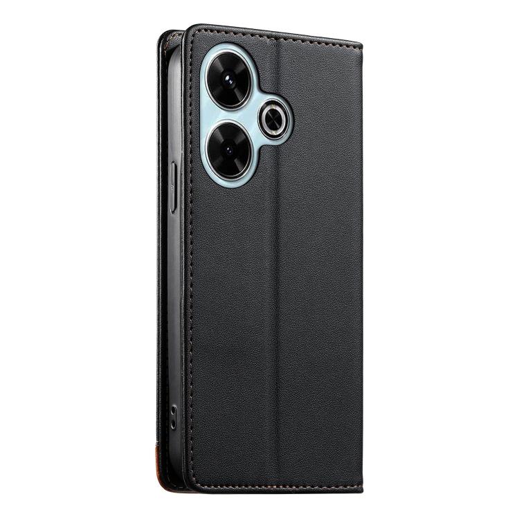 For Redmi 13 / Note 13R / Poco M6 4G Dierfeng Splicing Strong Magnetic RFID Vegan Leather Phone Case