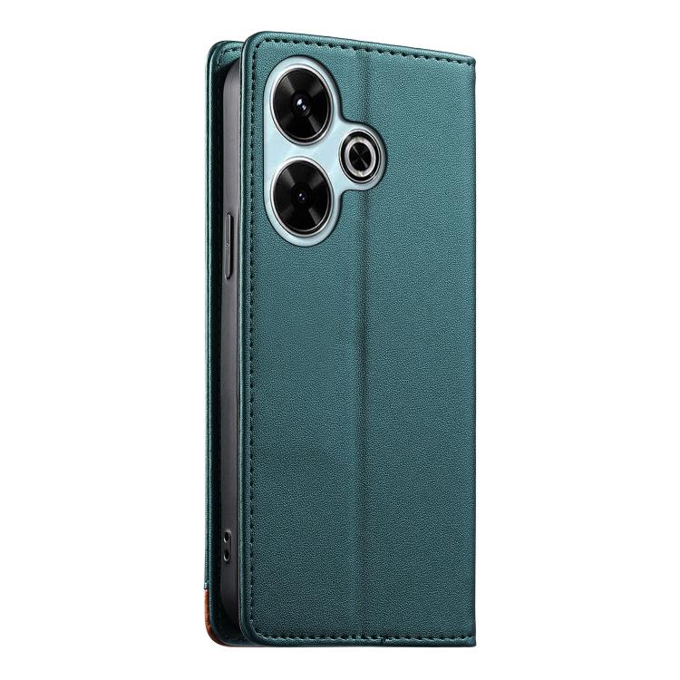 For Redmi 13 / Note 13R / Poco M6 4G Dierfeng Splicing Strong Magnetic RFID Vegan Leather Phone Case