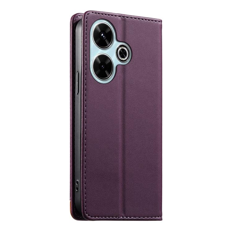 For Redmi 13 / Note 13R / Poco M6 4G Dierfeng Splicing Strong Magnetic RFID Vegan Leather Phone Case