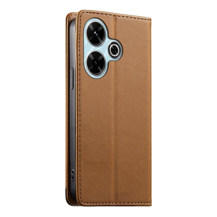 For Redmi 13 / Note 13R / Poco M6 4G Dierfeng Splicing Strong Magnetic RFID Vegan Leather Phone Case