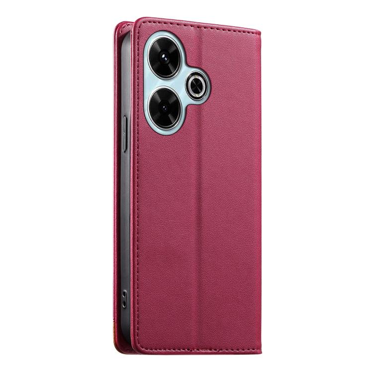 For Redmi 13 / Note 13R / Poco M6 4G Dierfeng Splicing Strong Magnetic RFID Vegan Leather Phone Case