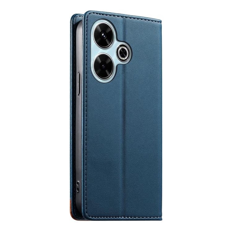 For Redmi 13 / Note 13R / Poco M6 4G Dierfeng Splicing Strong Magnetic RFID Vegan Leather Phone Case