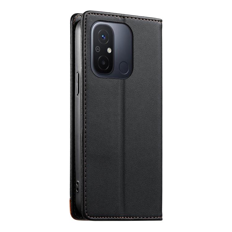 For Redmi 12C / 11A / Poco C55 Dierfeng Splicing Strong Magnetic RFID Vegan Leather Phone Case