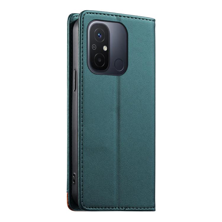 For Redmi 12C / 11A / Poco C55 Dierfeng Splicing Strong Magnetic RFID Vegan Leather Phone Case