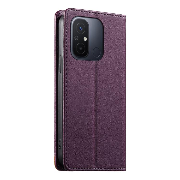 For Redmi 12C / 11A / Poco C55 Dierfeng Splicing Strong Magnetic RFID Vegan Leather Phone Case