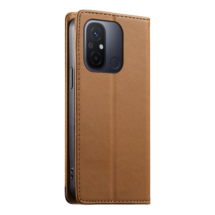 For Redmi 12C / 11A / Poco C55 Dierfeng Splicing Strong Magnetic RFID Vegan Leather Phone Case