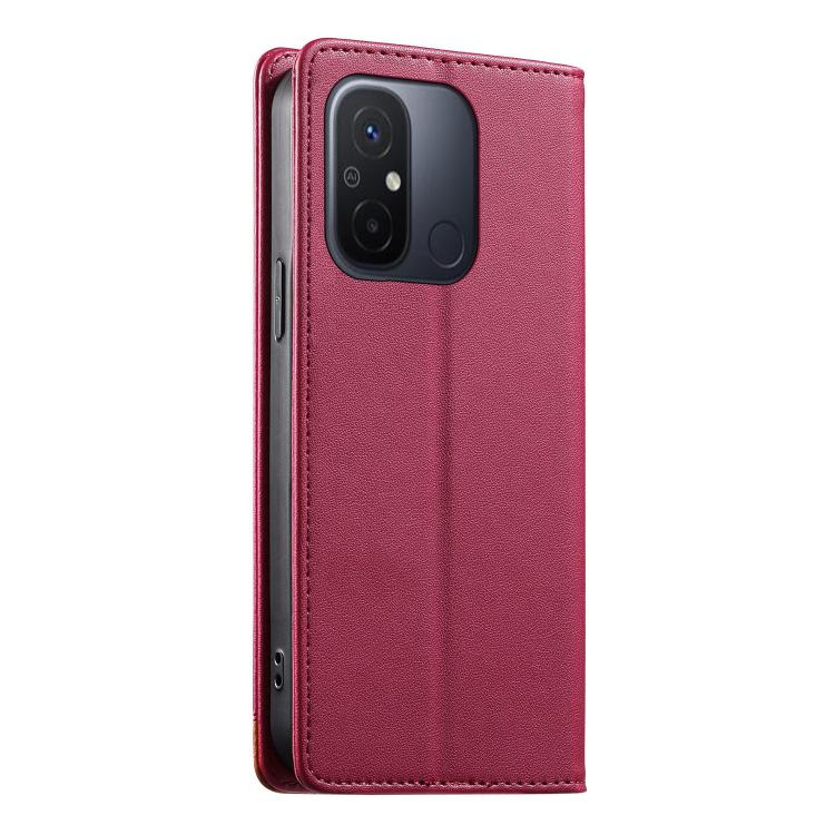 For Redmi 12C / 11A / Poco C55 Dierfeng Splicing Strong Magnetic RFID Vegan Leather Phone Case