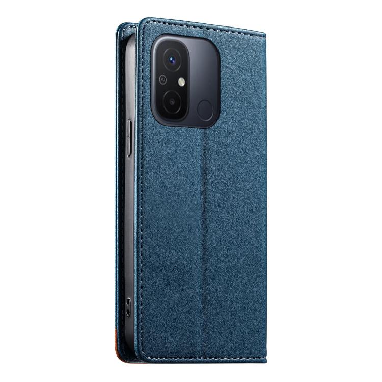 For Redmi 12C / 11A / Poco C55 Dierfeng Splicing Strong Magnetic RFID Vegan Leather Phone Case